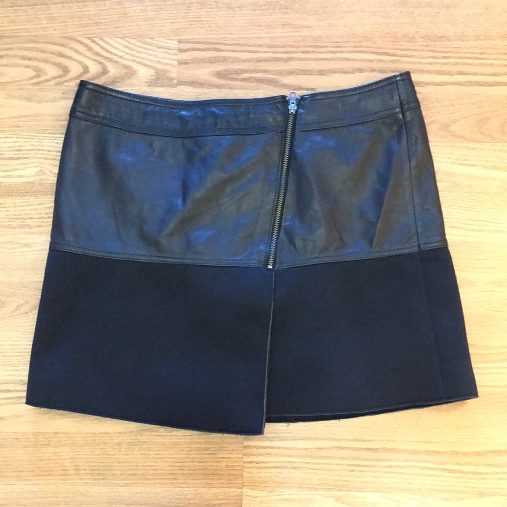 Halogen Leather Black Mini Skirt for Work and Cocktail